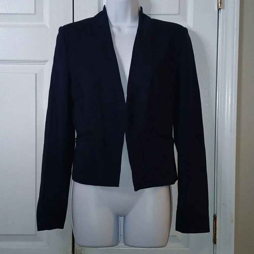 Mario Serrani Italy open front navy blue blazer with pockets lined blazer Sz 6